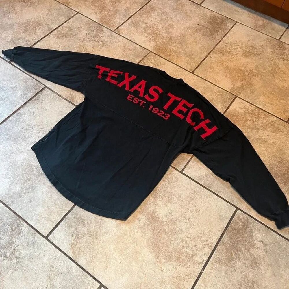 Texas Tech Spirit Jersey Long Sleeve Shirt Black Red Raiders Puff Print XS